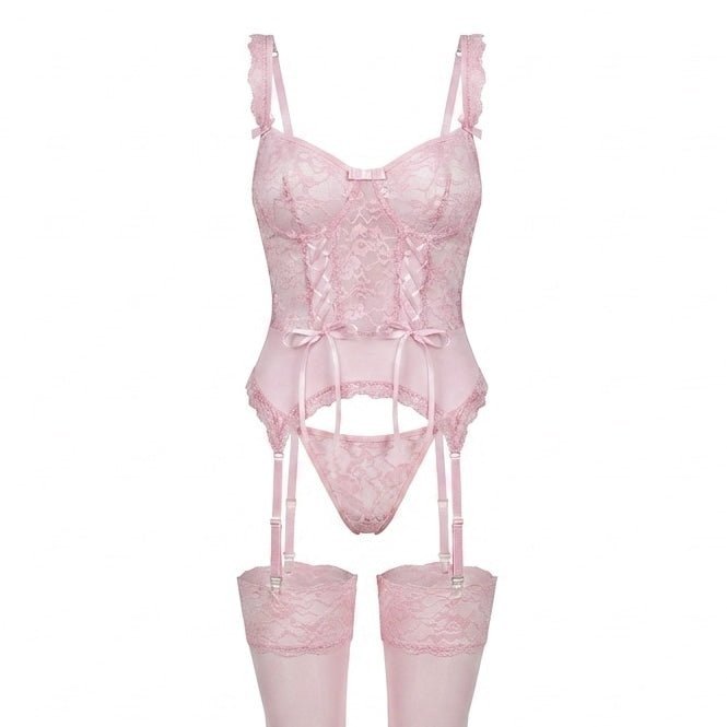 Sophie | Damen Spitzen-Korsett Dessous-Set mit Strumpfgürtel