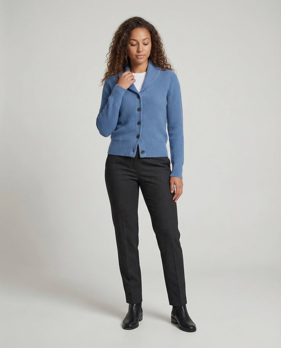 Frieda | Damen Strick-Cardigan mit Revers-Kragen Knopfleiste Langarm