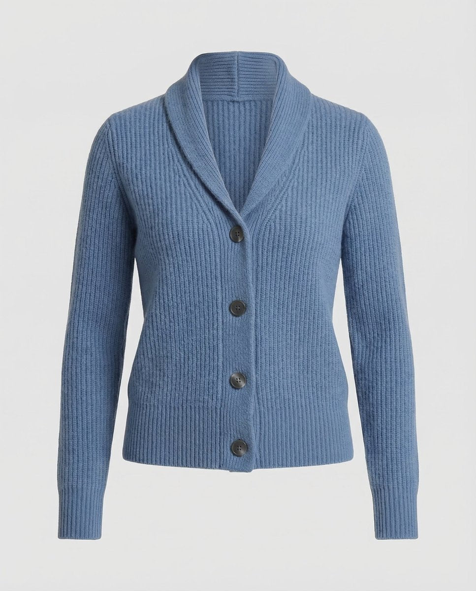 Frieda | Damen Strick-Cardigan mit Revers-Kragen Knopfleiste Langarm