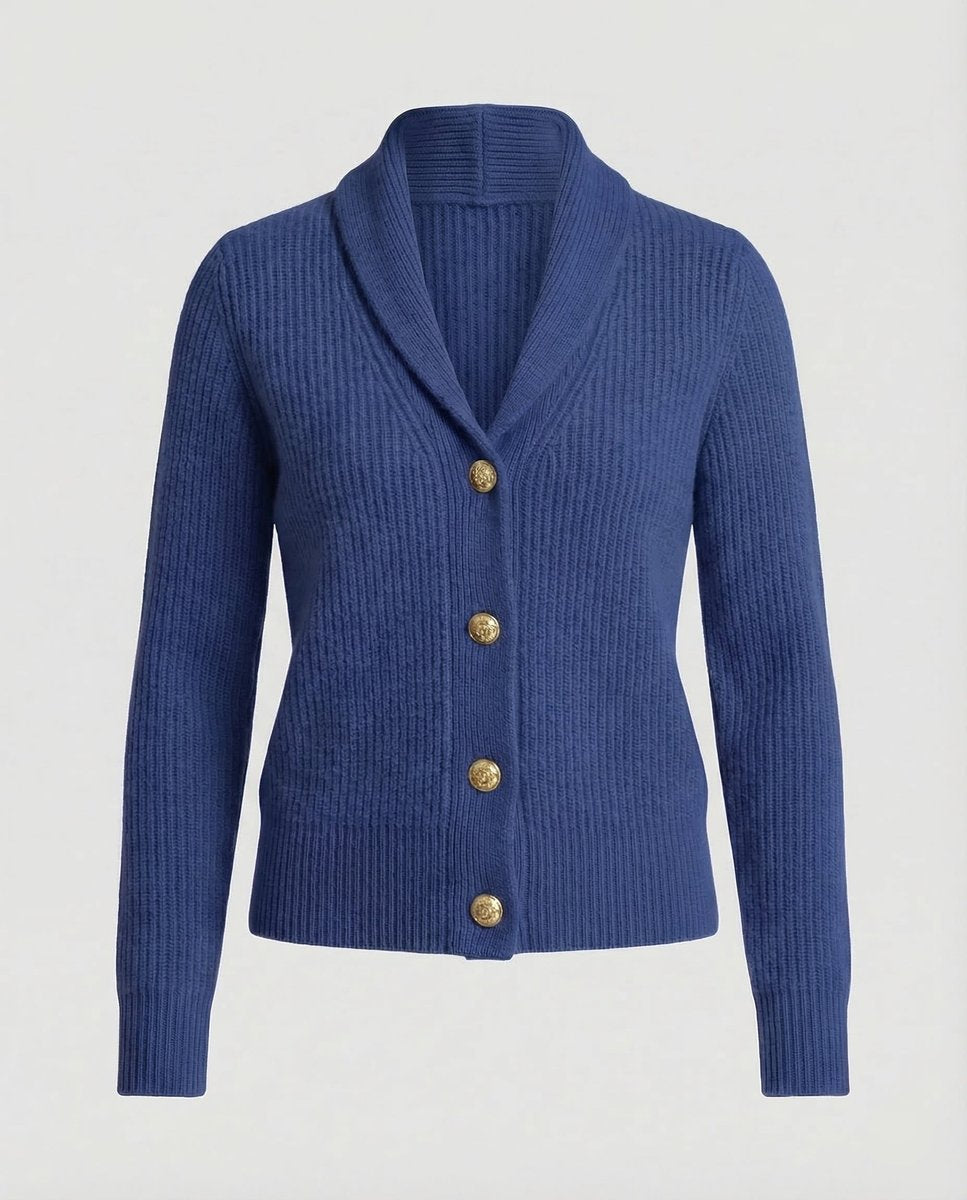 Frieda | Damen Strick-Cardigan mit Revers-Kragen Knopfleiste Langarm