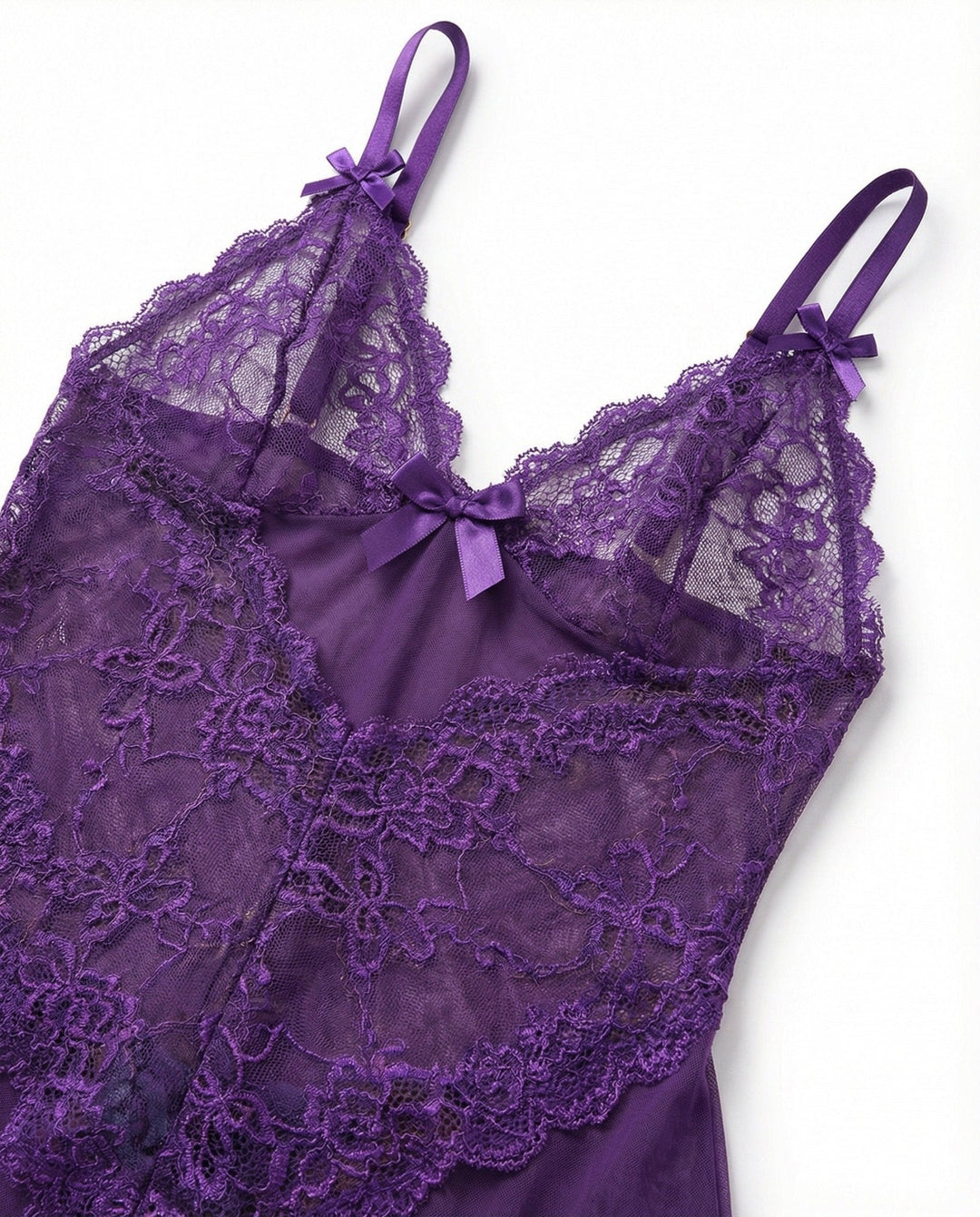 Annika | Damen Transparentes Spitzen-Chemise mit G-String