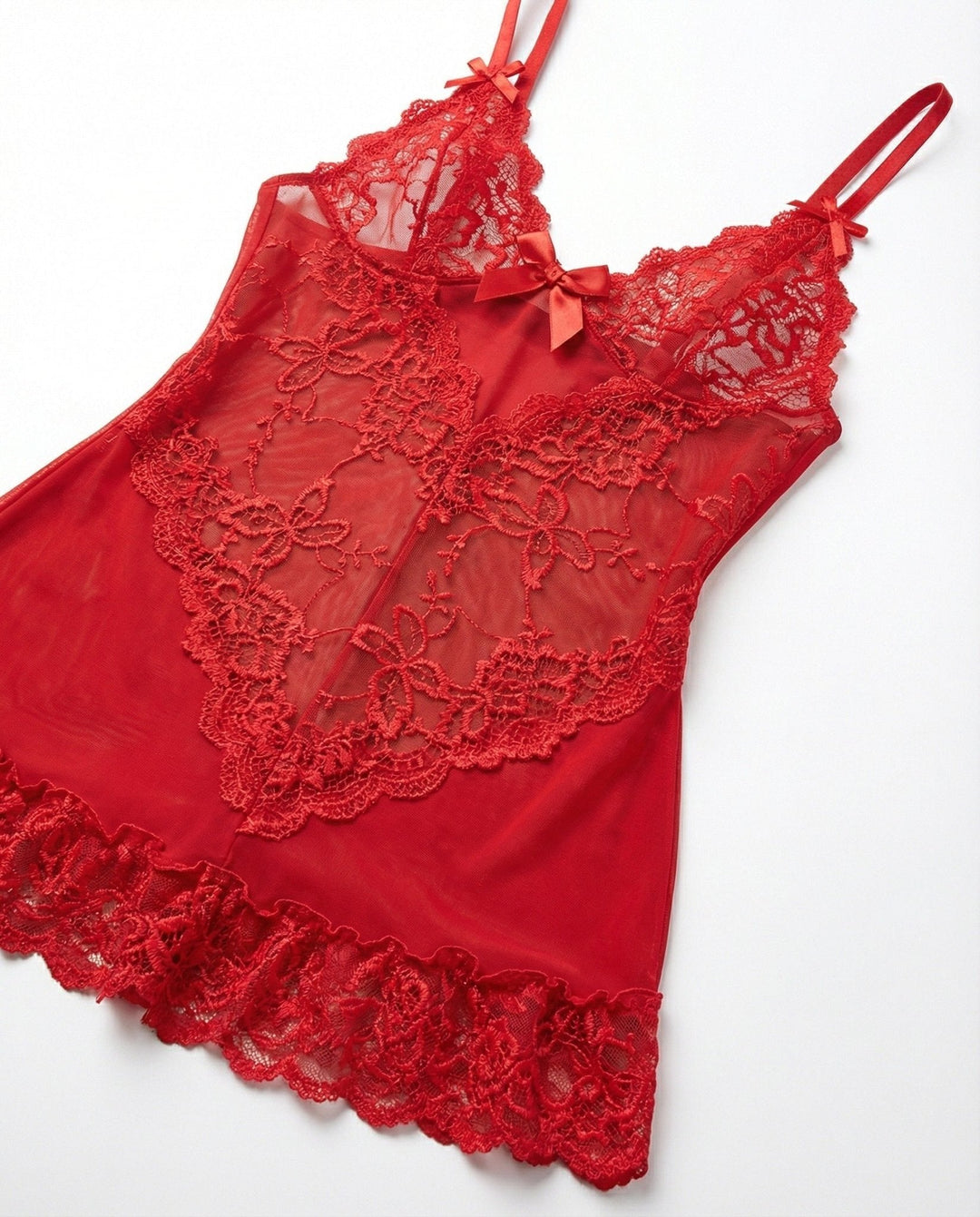 Annika | Damen Transparentes Spitzen-Chemise mit G-String