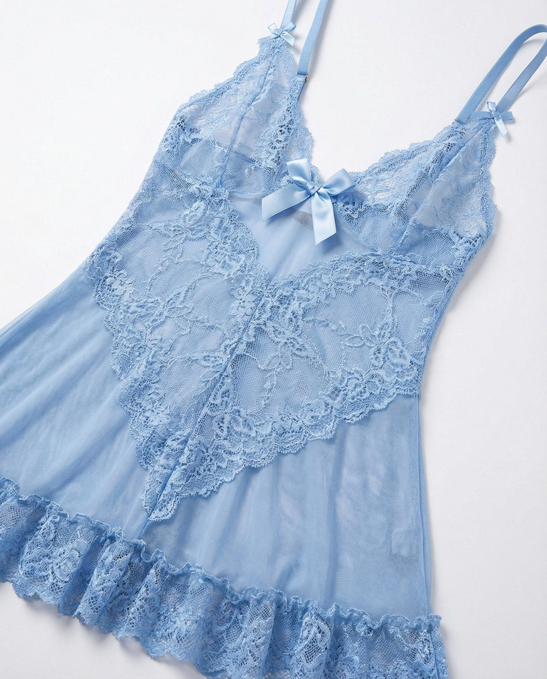 Annika | Damen Transparentes Spitzen-Chemise mit G-String