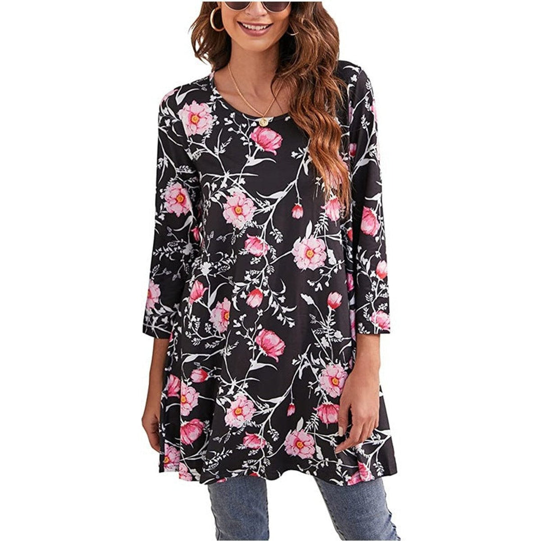 Leonie | Damen Tunika mit buntem Mandala-Druck und 3/4-Ärmeln