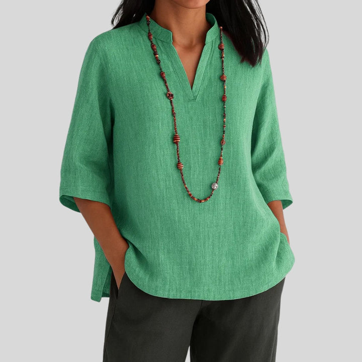 Leonie | Damen V-Ausschnitt Relaxed-Fit 3/4-Arm Tunika