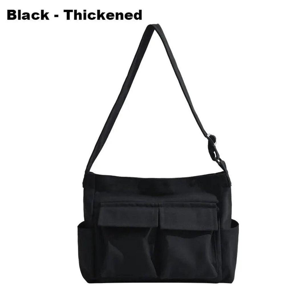 Emilia | Damen Vintage Canvas Tote Bag große Schultertasche mit Seitentaschen