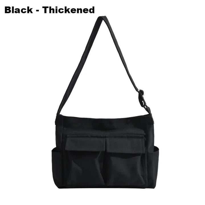 Emilia | Damen Vintage Canvas Tote Bag große Schultertasche mit Seitentaschen