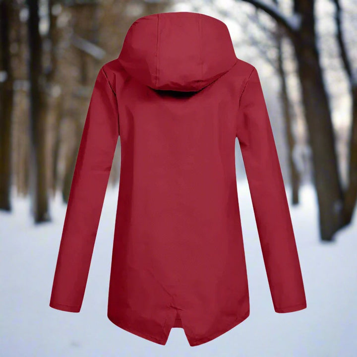 Emilia | Damen Wasserdichte Kapuzen-Regenjacke mit Reißverschluss Taschen