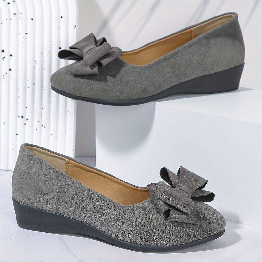 Lena | Damen Wildlederoptik Schleife Gepolsterte Slip-On Ballerinas