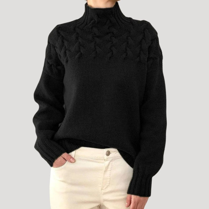 Sophie | Damen Zopfmuster Rollkragen Strick Sweater