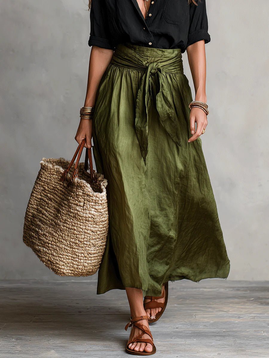 Elfriede | Damen Zweiteiliges High-Waist Button-Up Maxi Set