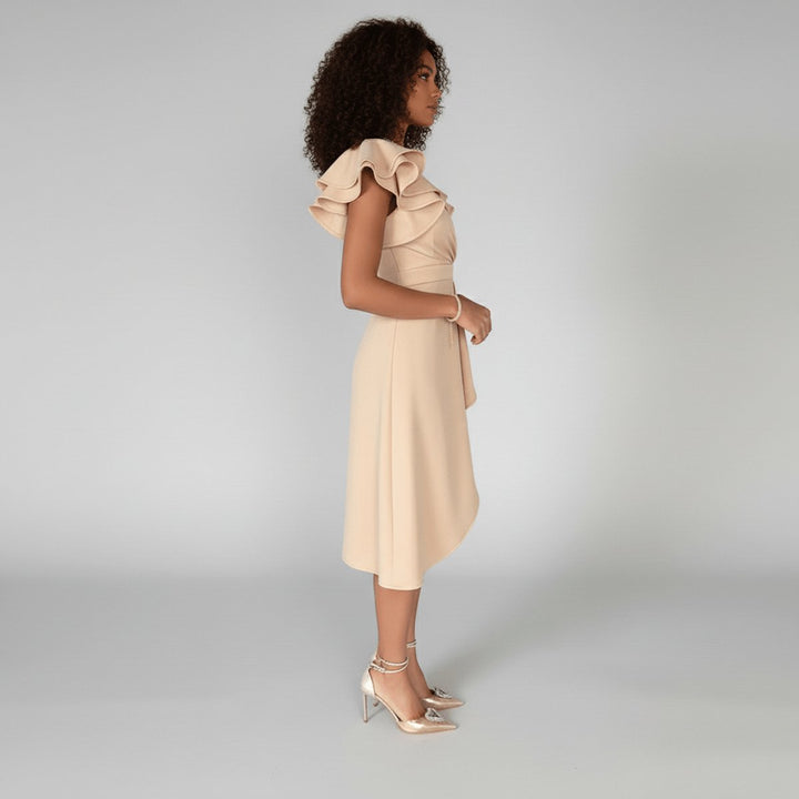 Clara | Elegantes Mother-of-the-Bride-Kleid mit Rüschenärmeln Wickelschnitt