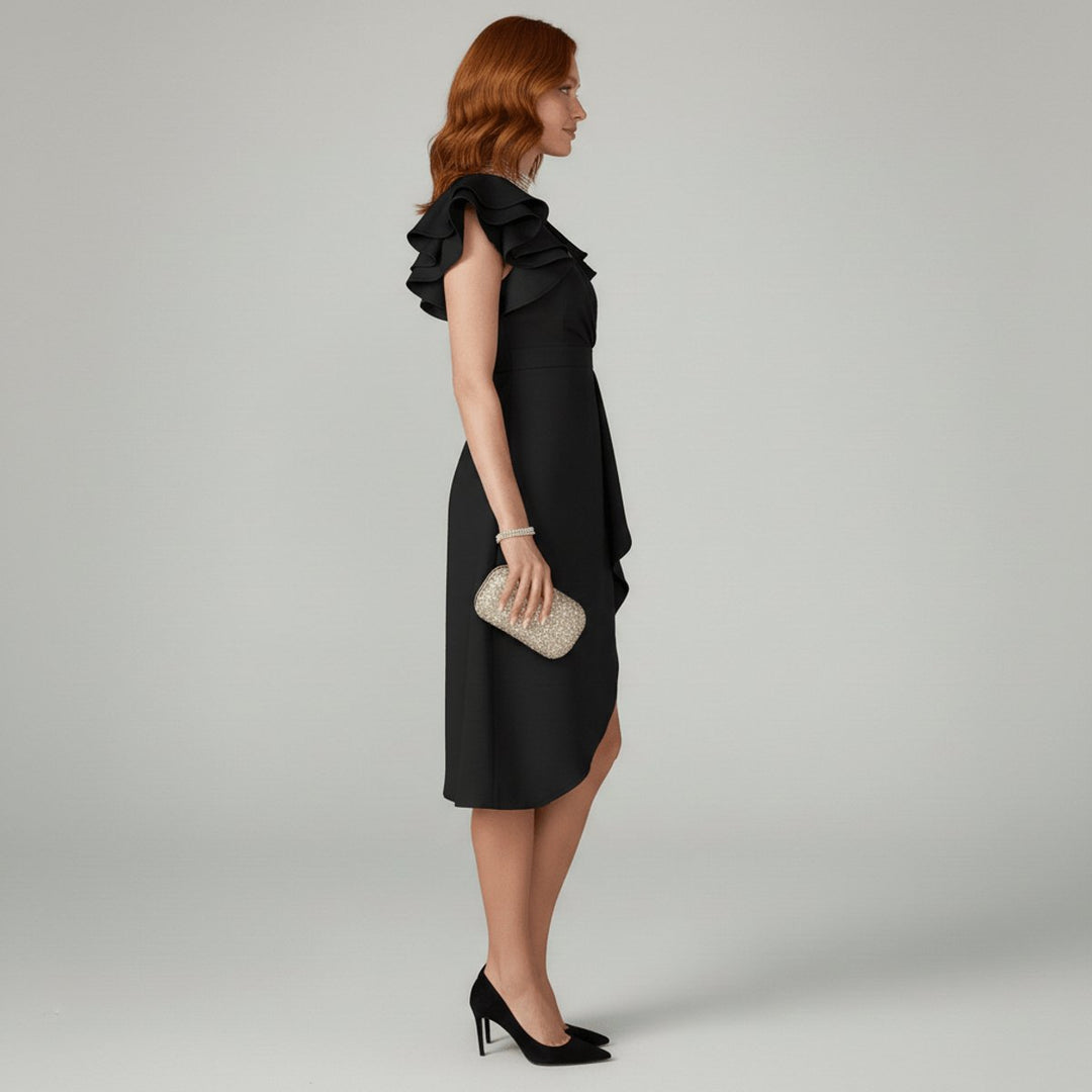 Clara | Elegantes Mother-of-the-Bride-Kleid mit Rüschenärmeln Wickelschnitt