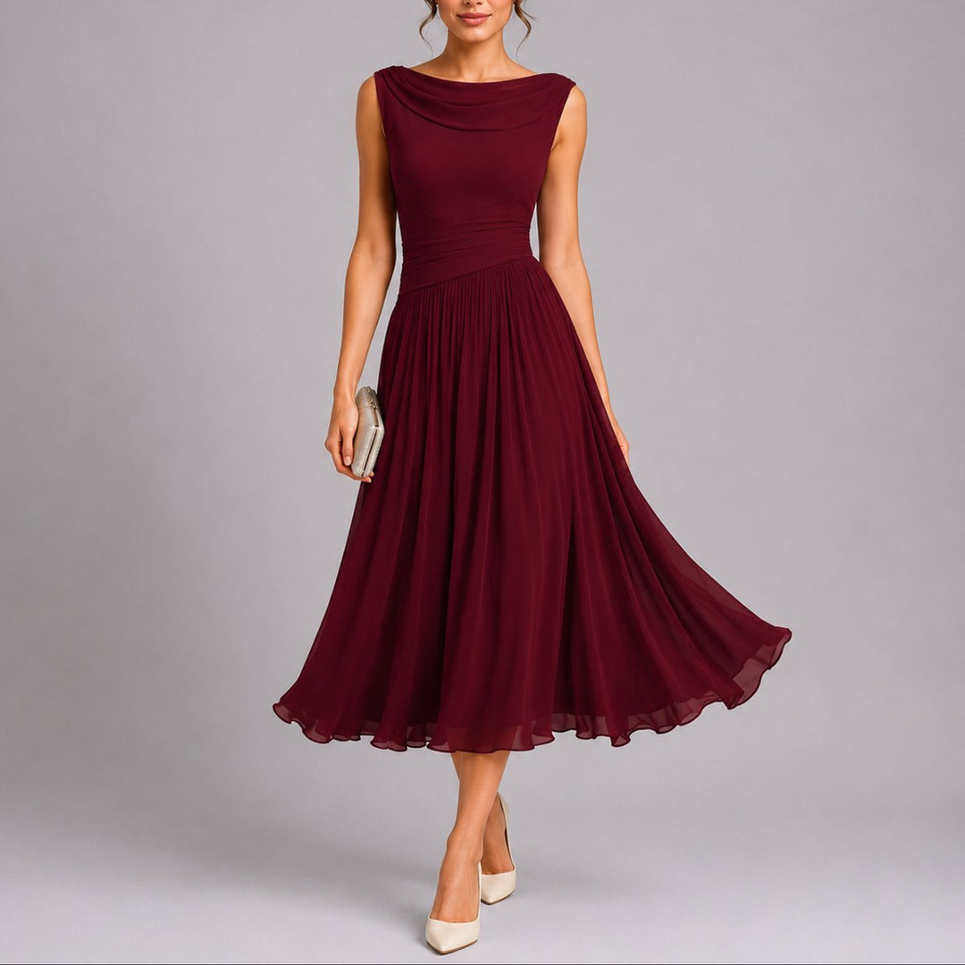 Elfriede | Elegantes Plissee-Midi-Kleid für Hochzeitsgäste im Herbst