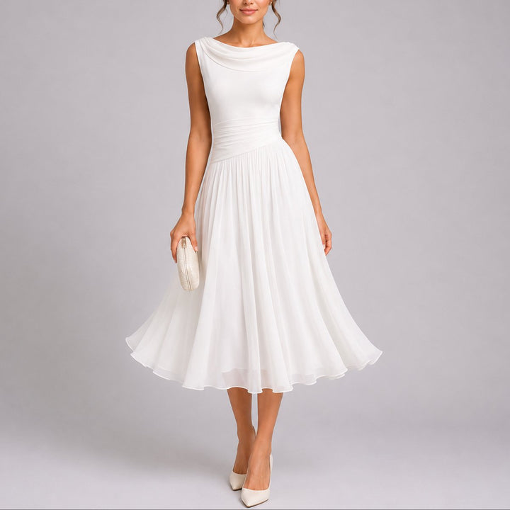 Elfriede | Elegantes Plissee-Midi-Kleid für Hochzeitsgäste im Herbst