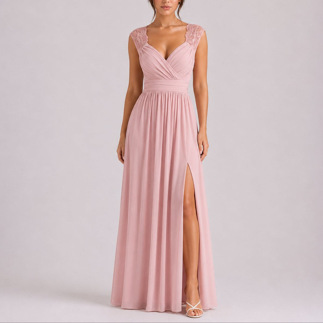 Amelie | Elegantes Spitzen-Maxi-Kleid für Hochzeitsgäste im Herbst