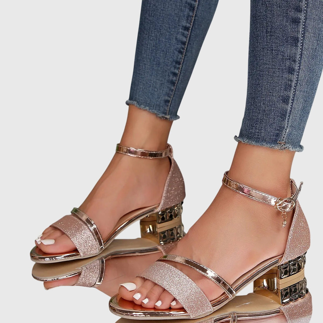 Helga | Damen Sandalen mit Offener Spitze und Blockabsatz