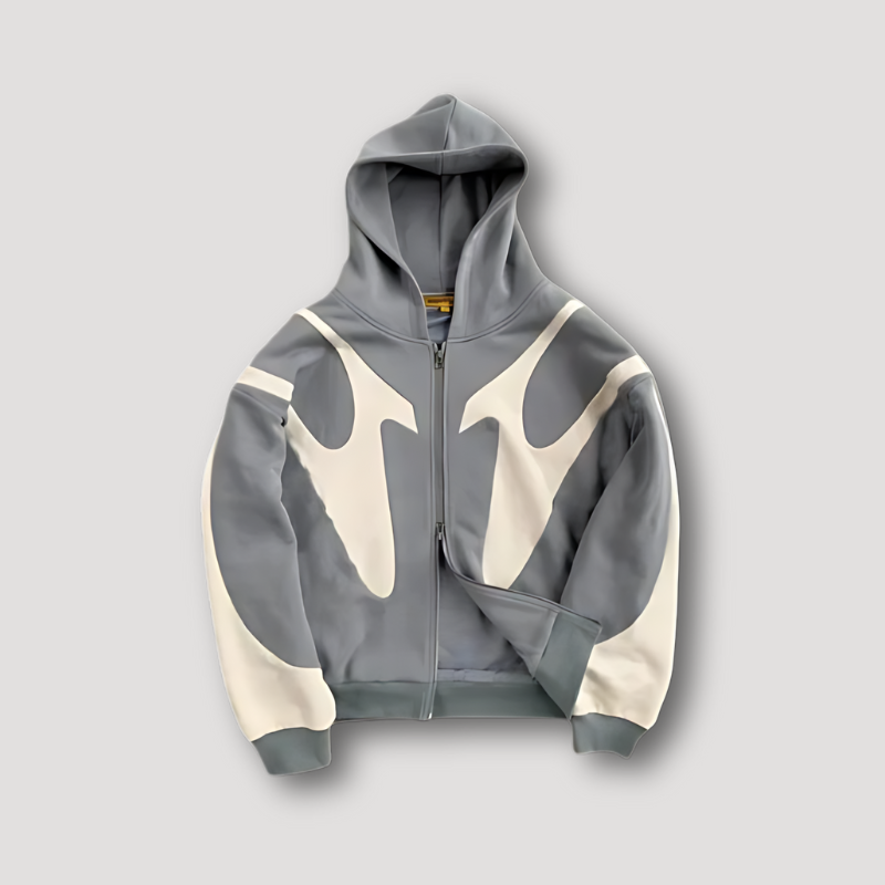 Peter | Herren Trendiger Hoodie mit Flammenmuster und Reißverschluss