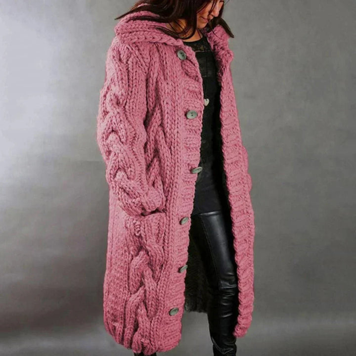 Edith | Damen Warmer Langer Strickcardigan für den Winter
