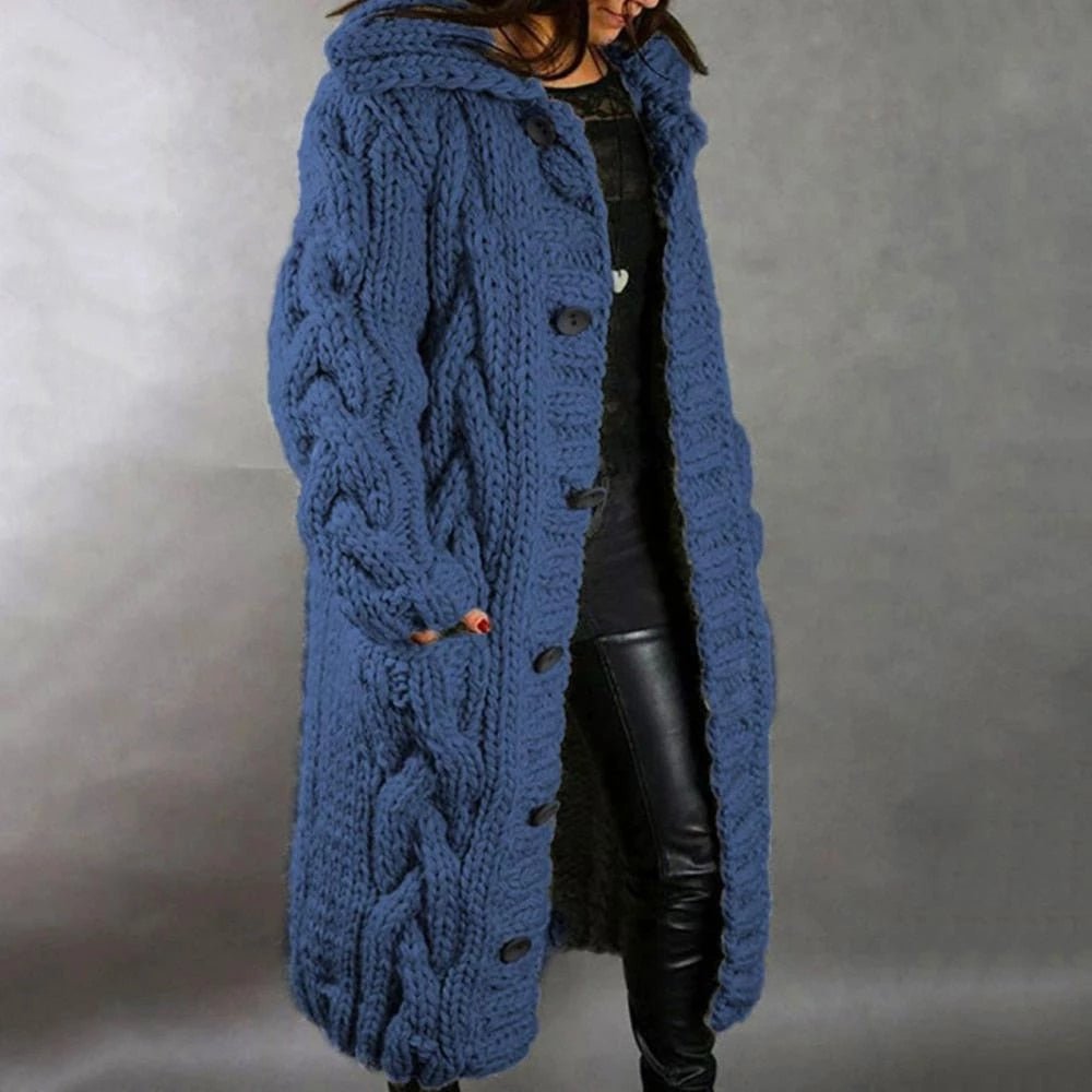 Edith | Damen Warmer Langer Strickcardigan für den Winter