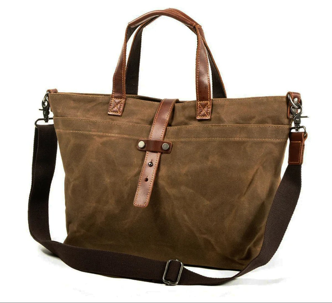 Moritz | Gewachste Canvas Tote Bag mit Lederdetails wasserfest robust