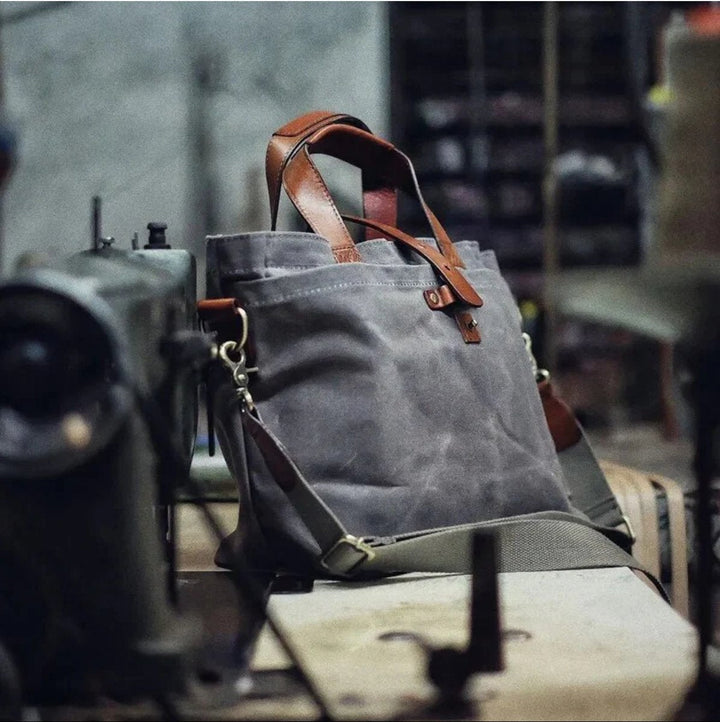 Moritz | Gewachste Canvas Tote Bag mit Lederdetails wasserfest robust