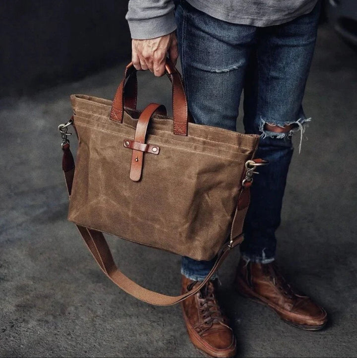 Moritz | Gewachste Canvas Tote Bag mit Lederdetails wasserfest robust