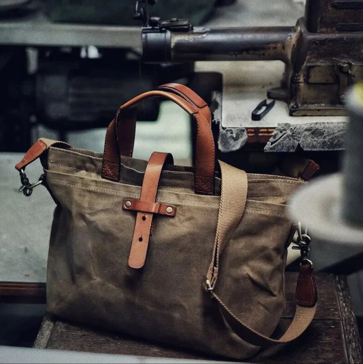 Moritz | Gewachste Canvas Tote Bag mit Lederdetails wasserfest robust