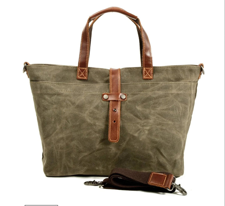 Moritz | Gewachste Canvas Tote Bag mit Lederdetails wasserfest robust
