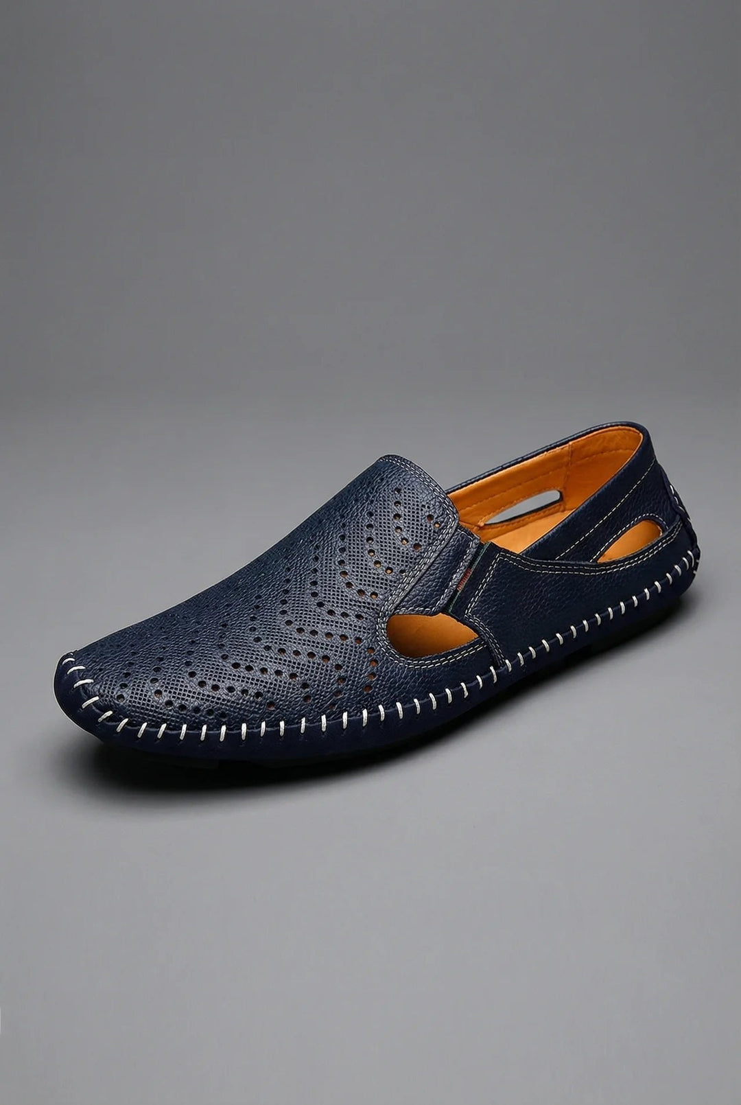 Sebastian | Herren atmungsaktive perforierte Slip-On Loafer mit Handnaht