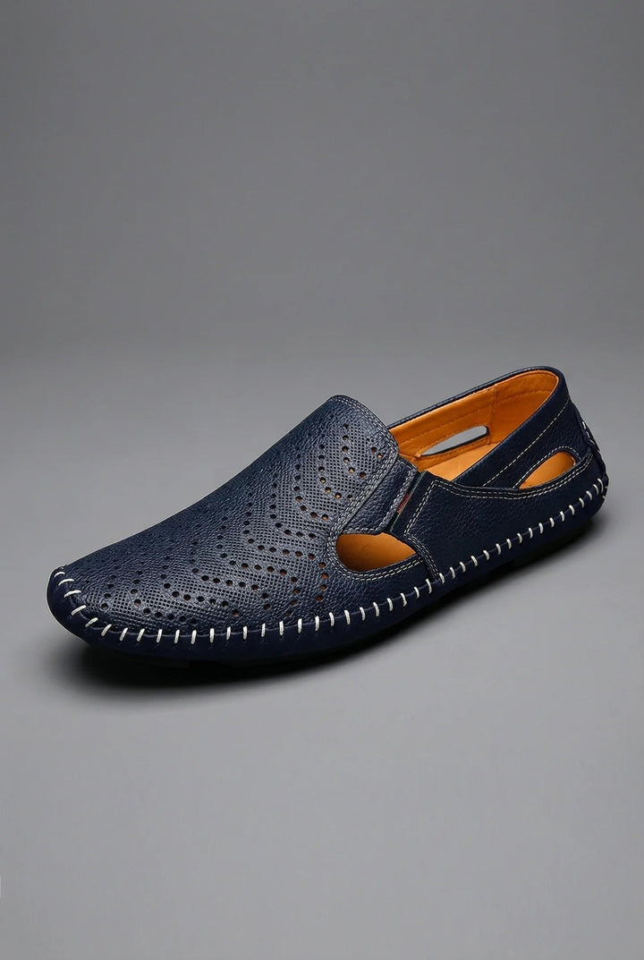 Sebastian | Herren atmungsaktive perforierte Slip-On Loafer mit Handnaht