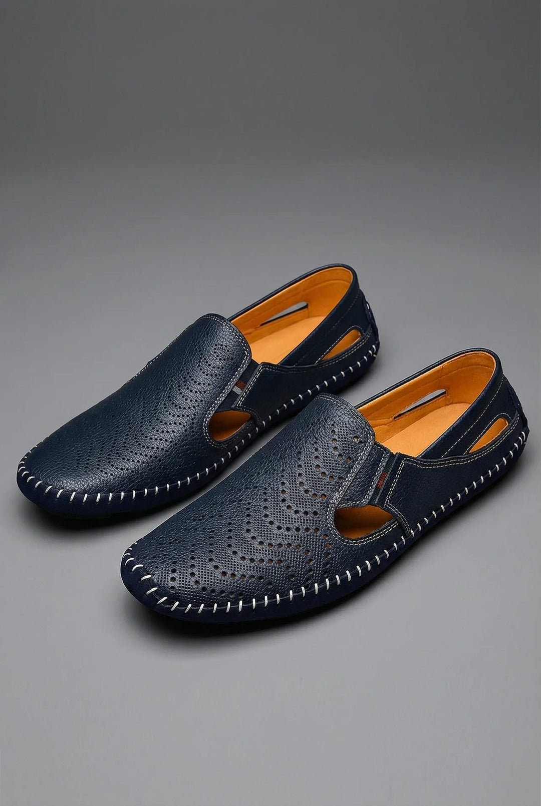 Sebastian | Herren atmungsaktive perforierte Slip-On Loafer mit Handnaht