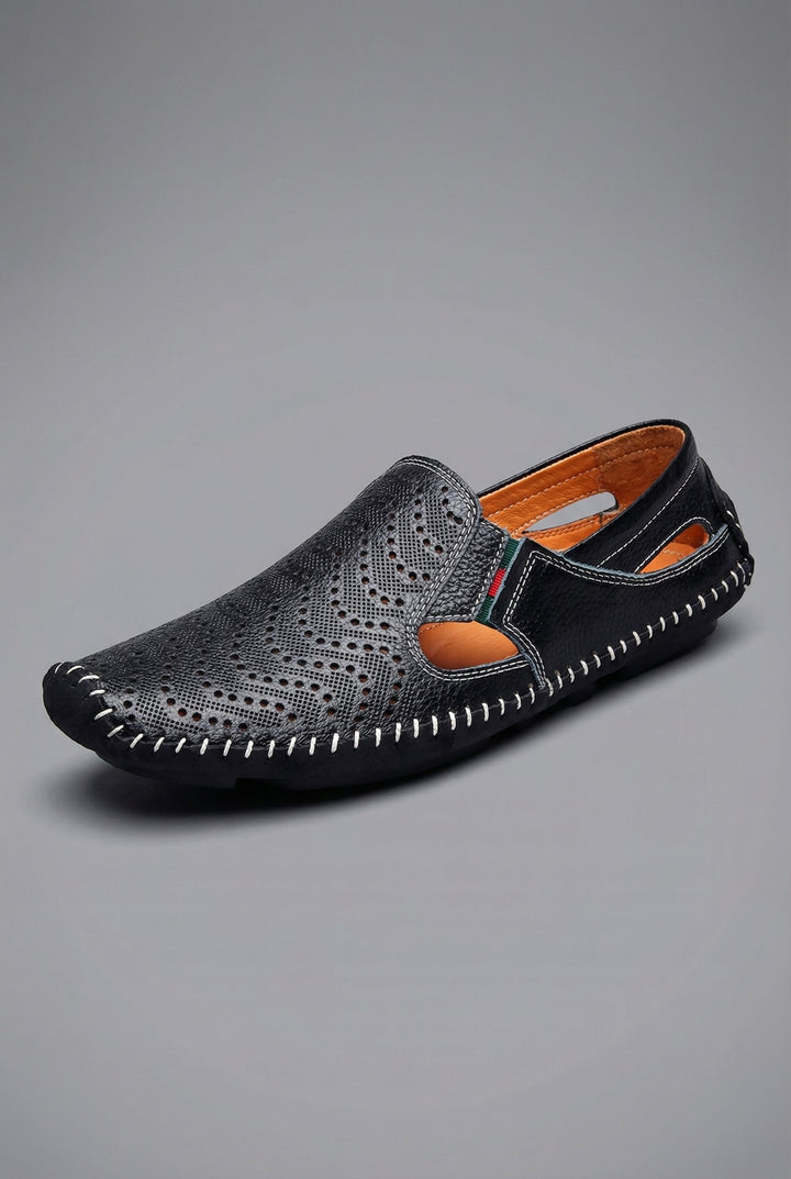 Sebastian | Herren atmungsaktive perforierte Slip-On Loafer mit Handnaht