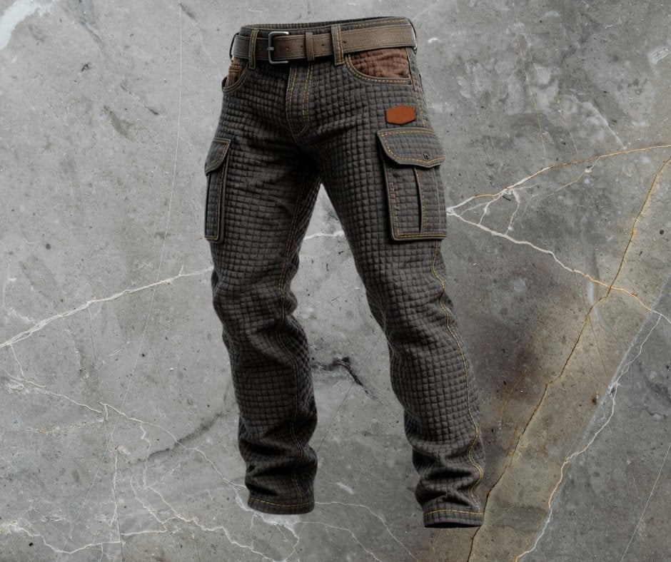 Alexander | Herren Cargo-Hose Slim Fit Strukturmuster Seitentaschen