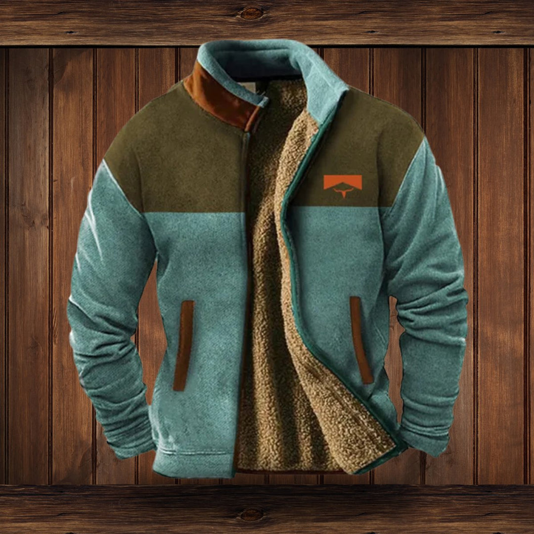 Alexander | Herren Fleece-Outdoorjacke mit Azteken-Muster Sherpa-Futter Reißverschluss
