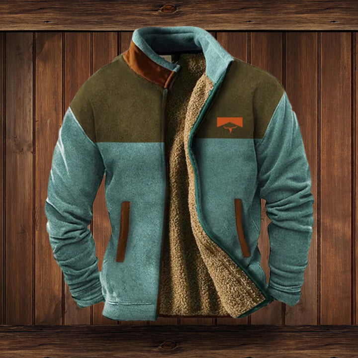 Alexander | Herren Fleece-Outdoorjacke mit Azteken-Muster Sherpa-Futter Reißverschluss