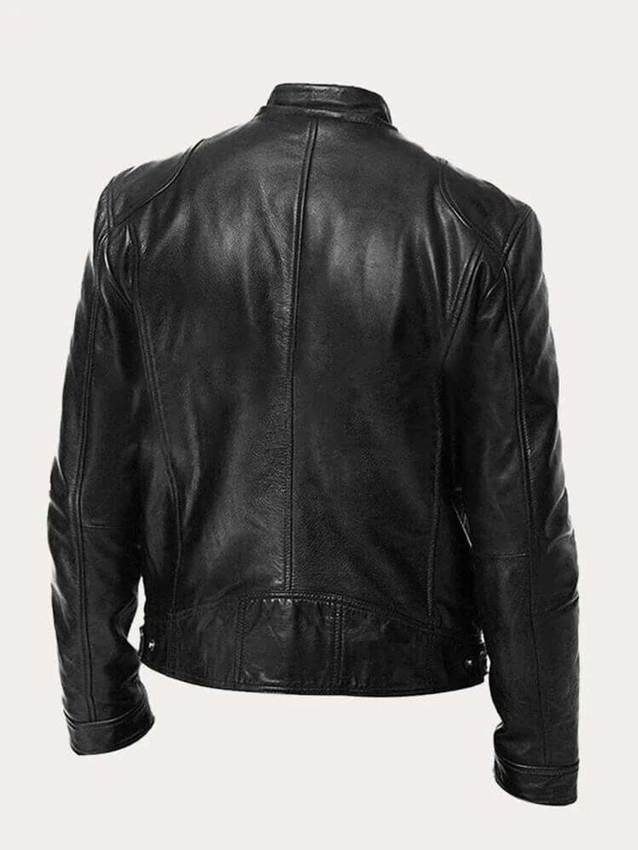 Stefan | Herren Klassische Slim-Fit Echtleder Bikerjacke