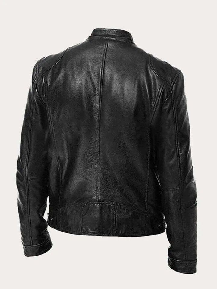 Stefan | Herren Klassische Slim-Fit Echtleder Bikerjacke