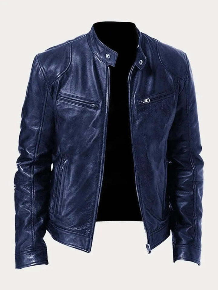 Stefan | Herren Klassische Slim-Fit Echtleder Bikerjacke