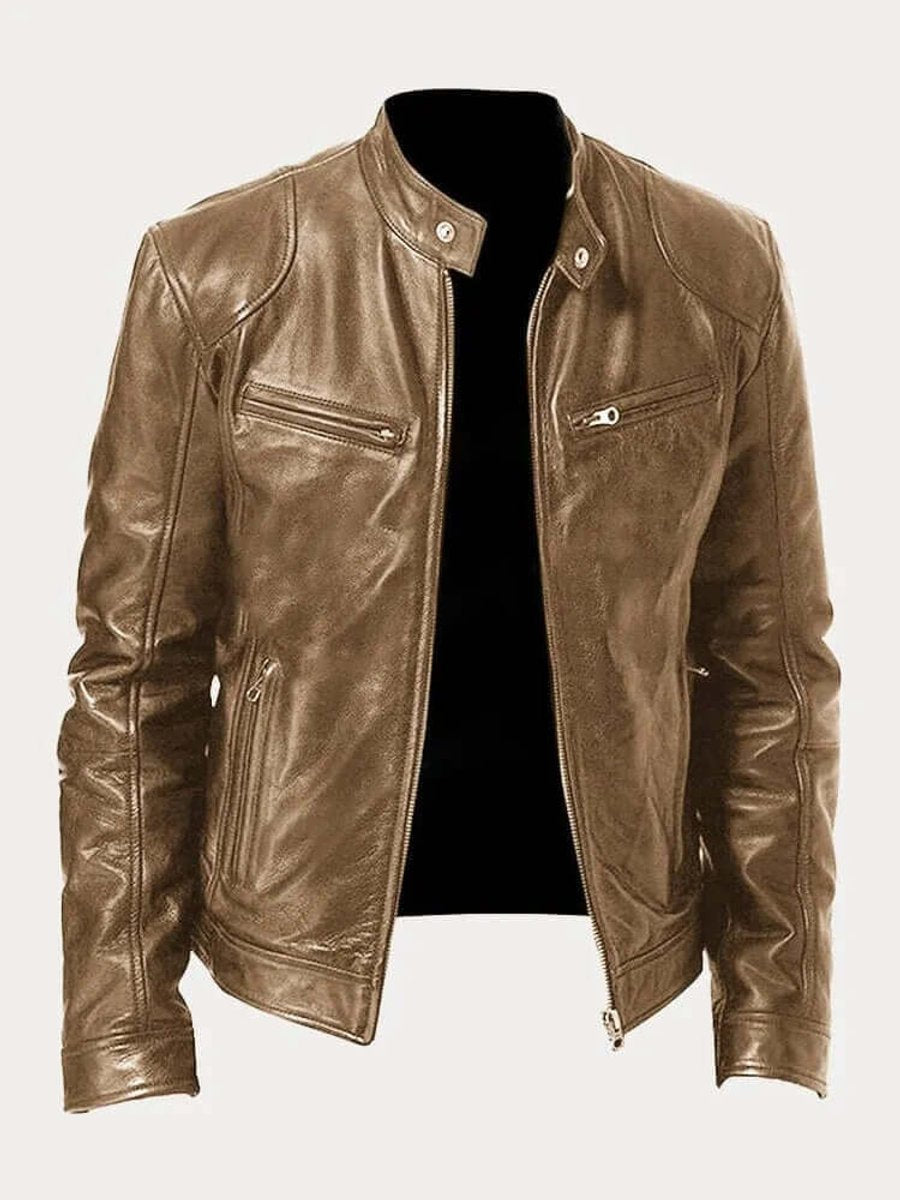 Stefan | Herren Klassische Slim-Fit Echtleder Bikerjacke