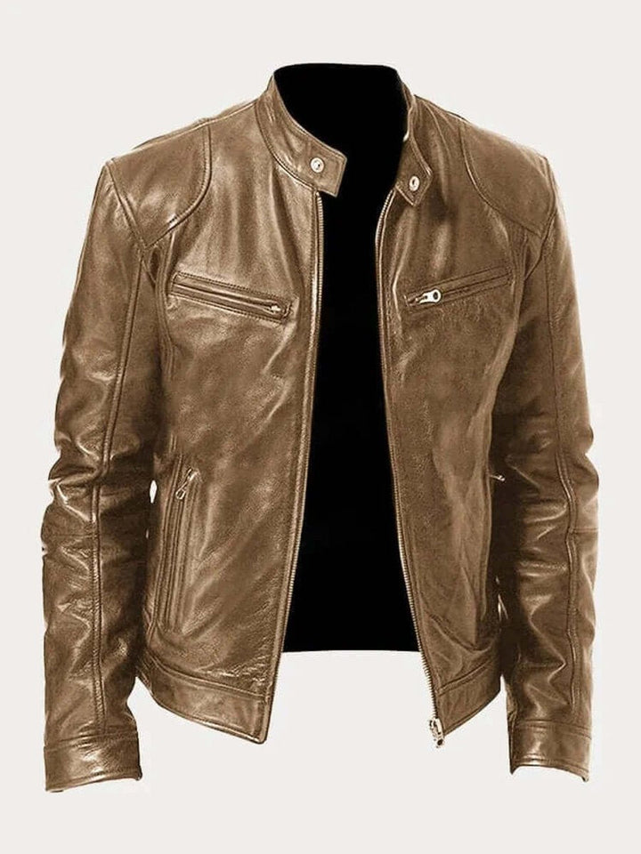 Stefan | Herren Klassische Slim-Fit Echtleder Bikerjacke