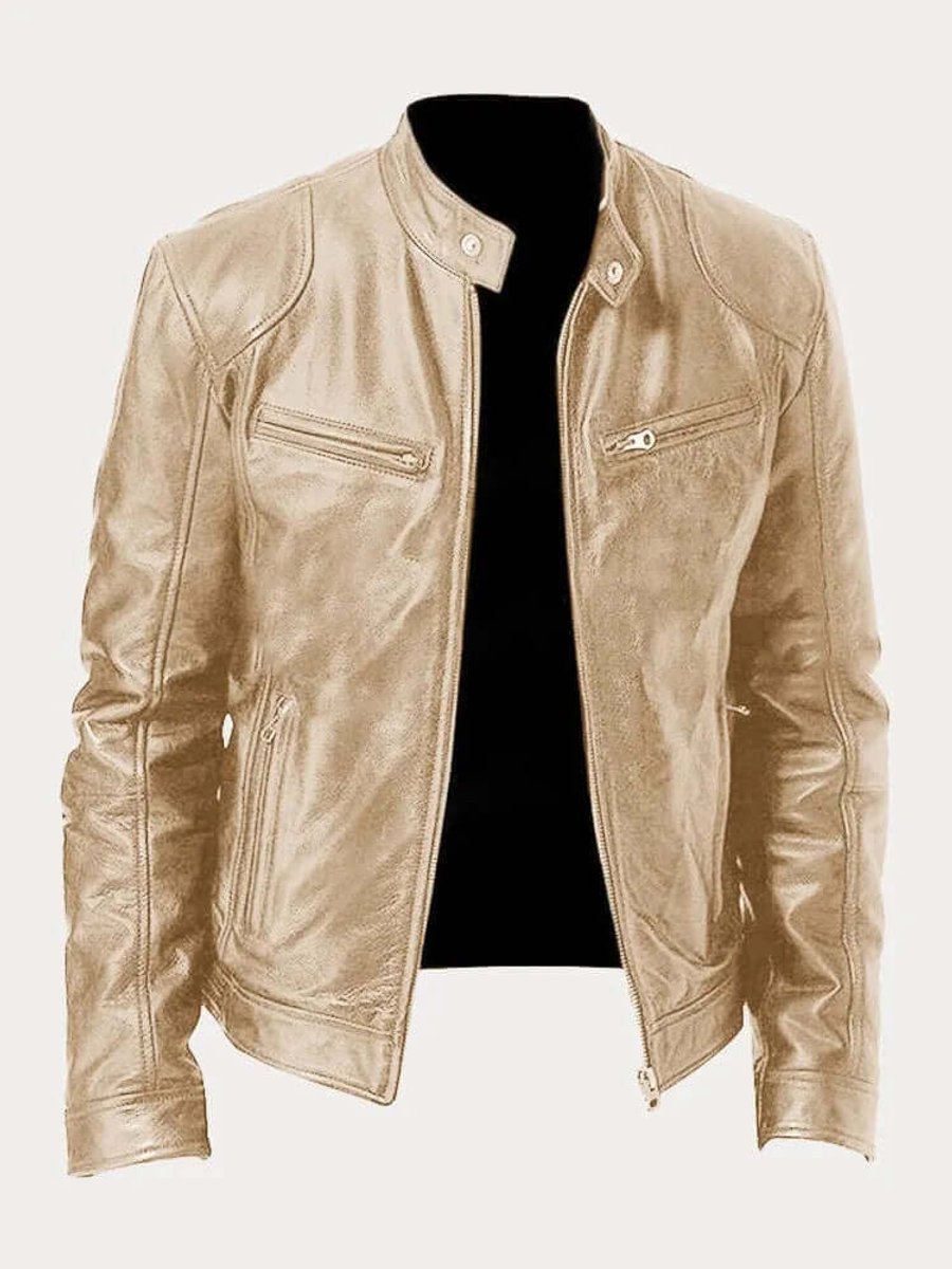 Stefan | Herren Klassische Slim-Fit Echtleder Bikerjacke