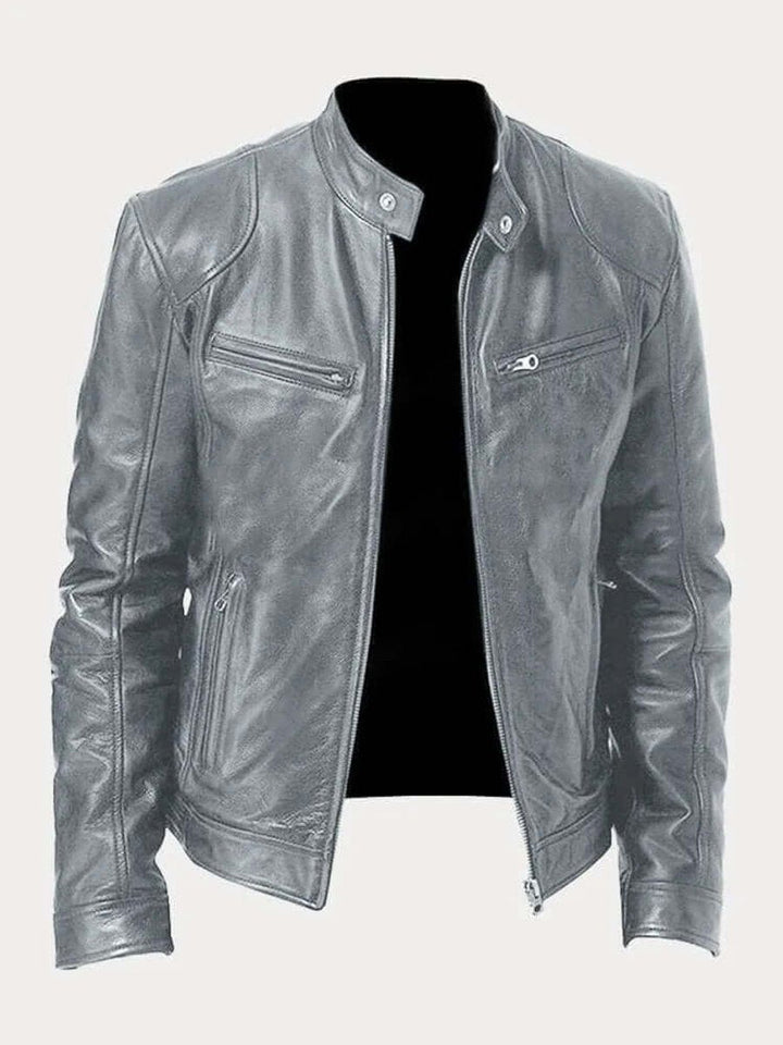 Stefan | Herren Klassische Slim-Fit Echtleder Bikerjacke
