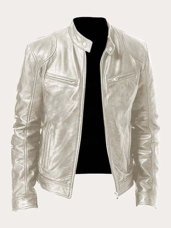 Stefan | Herren Klassische Slim-Fit Echtleder Bikerjacke