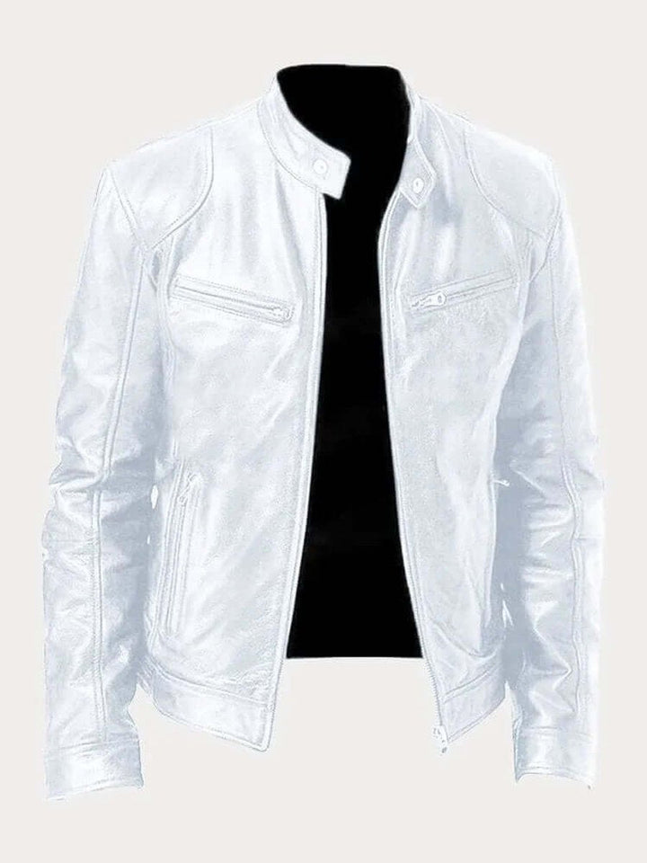 Stefan | Herren Klassische Slim-Fit Echtleder Bikerjacke