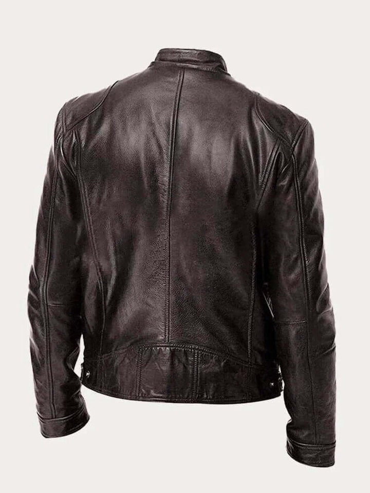 Stefan | Herren Klassische Slim-Fit Echtleder Bikerjacke