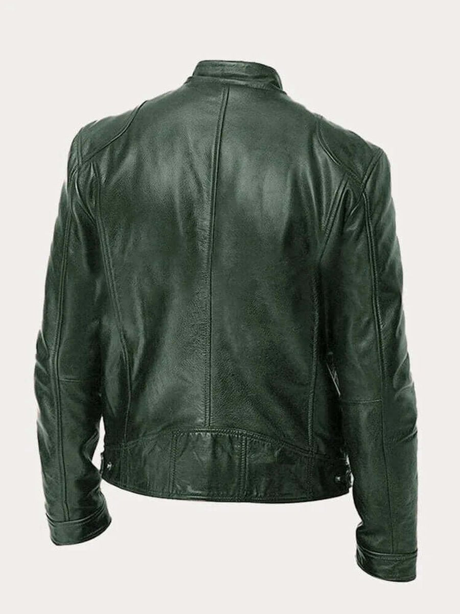 Stefan | Herren Klassische Slim-Fit Echtleder Bikerjacke