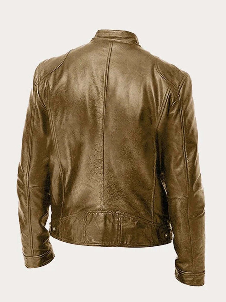 Stefan | Herren Klassische Slim-Fit Echtleder Bikerjacke