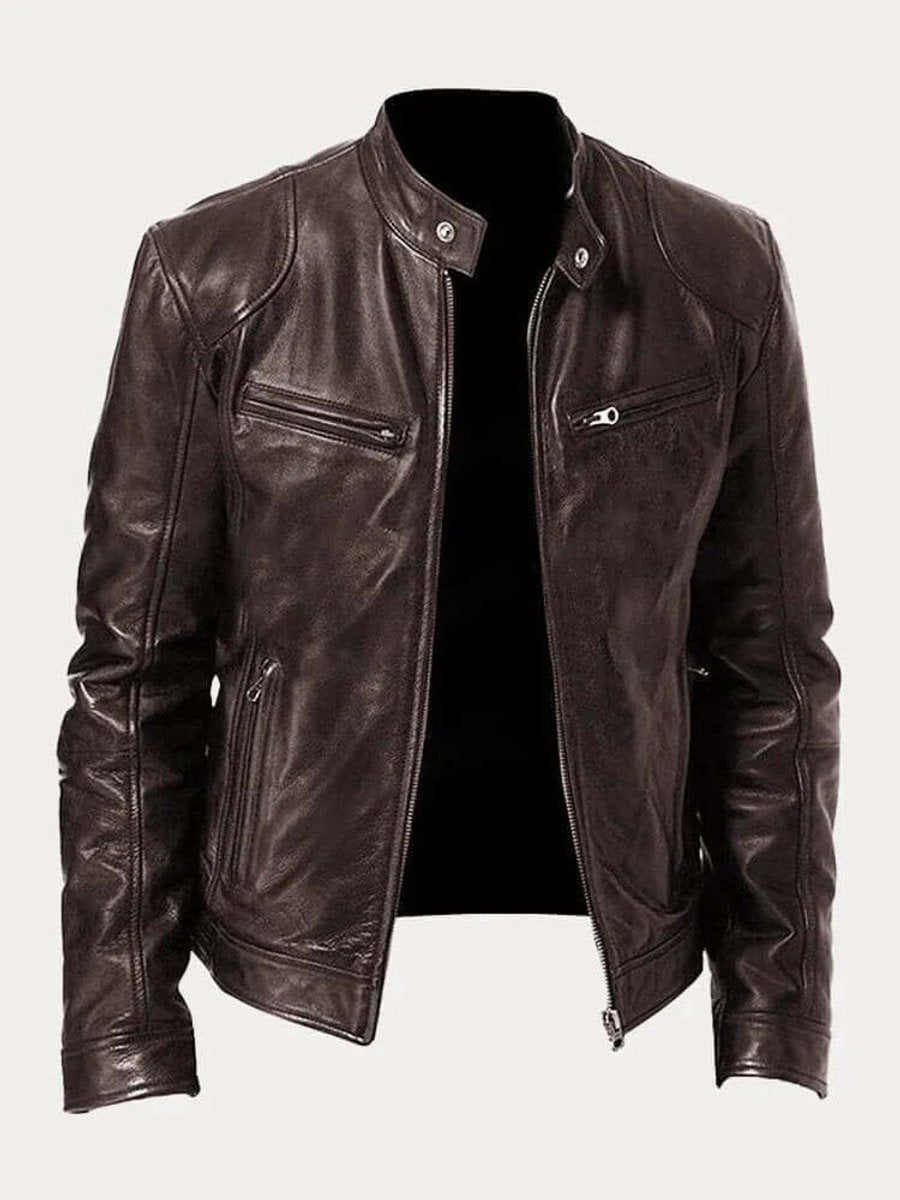 Stefan | Herren Klassische Slim-Fit Echtleder Bikerjacke
