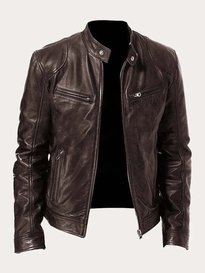 Stefan | Herren Klassische Slim-Fit Echtleder Bikerjacke